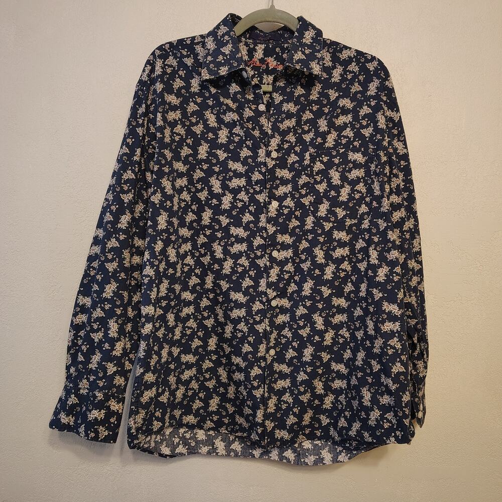 Vintage Alan Flusser Floral Button Up Shirt Cottagecore Grandpa Core L Y2K boho